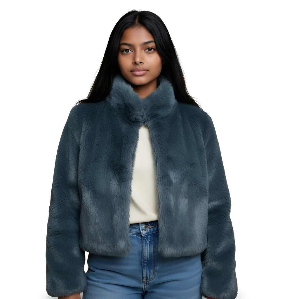 Grey Valvet Crop Jacket