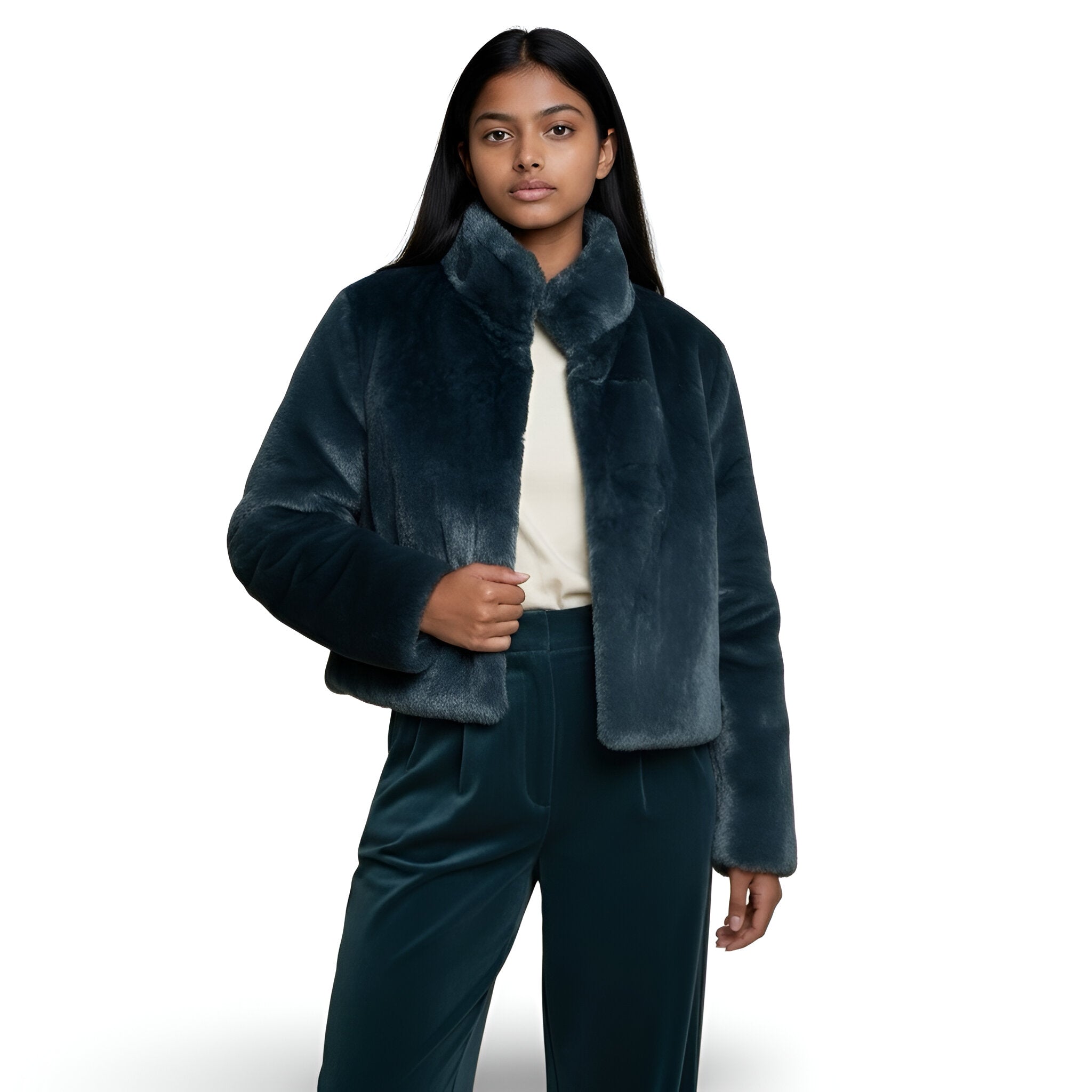 Grey Valvet Crop Jacket